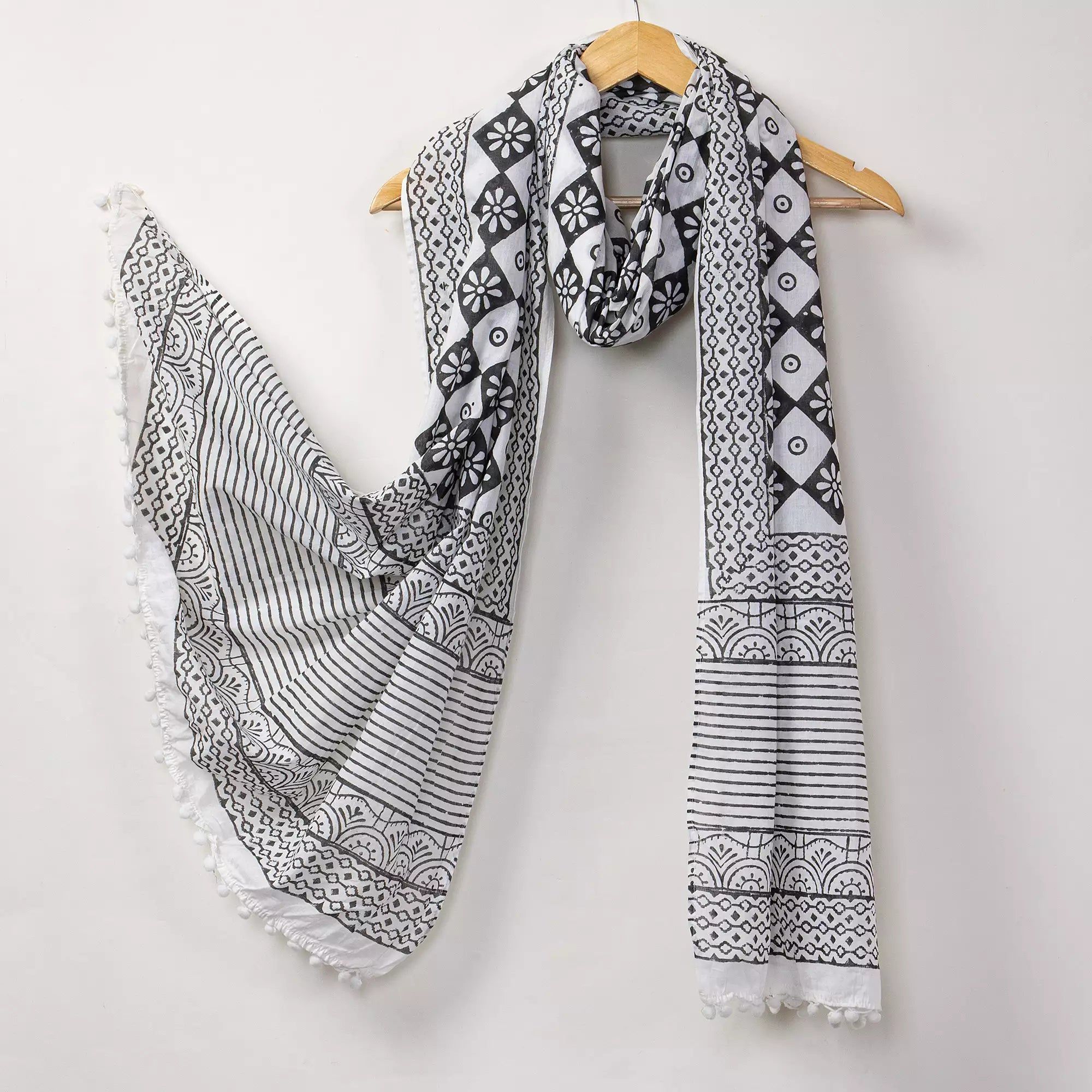 Floral Hand Block Printed Organic Cotton Ladies Dupatta
